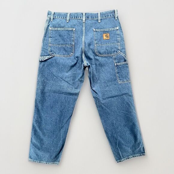 Vintage Carhartt Jeans Mens 38x30 Blue Carpenter Dungaree Workwear Y2K B13 DST * - Picture 1 of 8